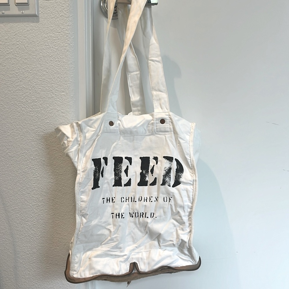 WFP Feed The Children “100” Cotton and Burlap Shopping Tote